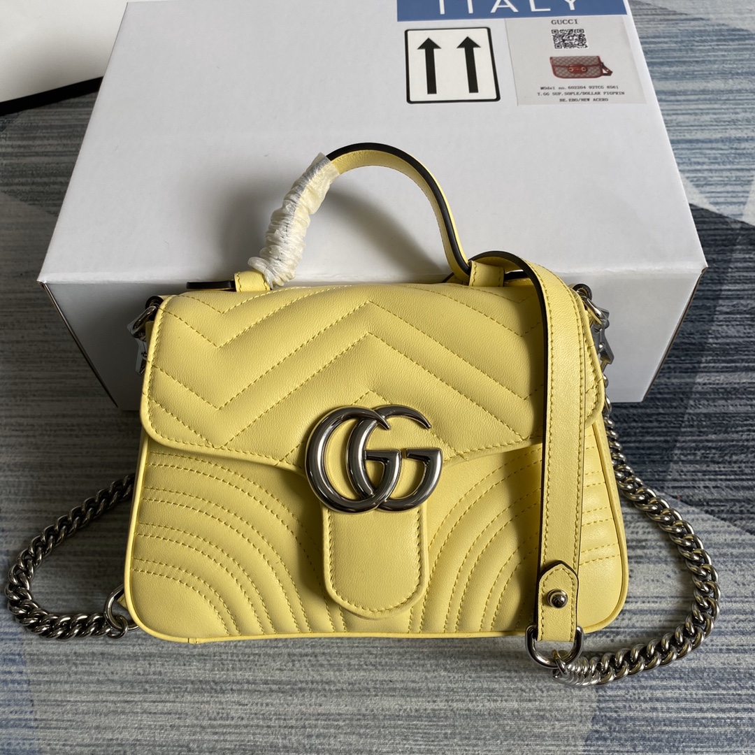 Gucci GG Marmont Mini Top Handle Bag Shoulder Bag 547260 Yellow